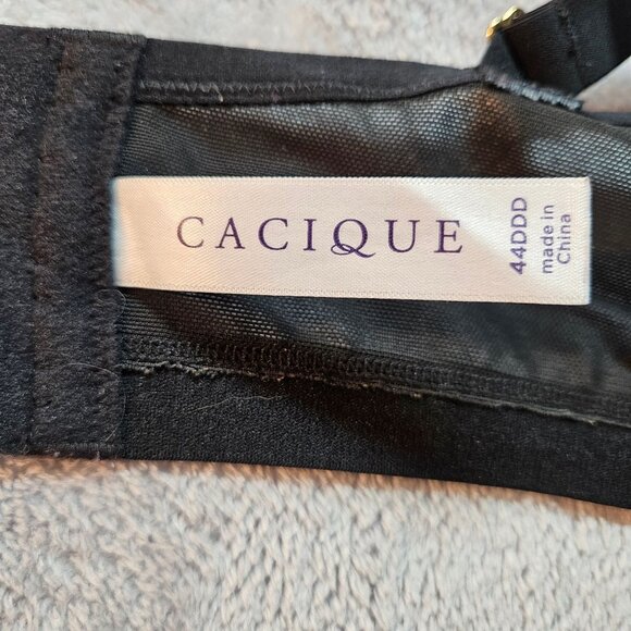 Cacique Black Unlined Demi Bra Womens 44DDD Lingerie underwire feminine sexy - Picture 7 of 11